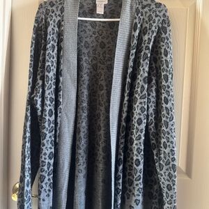 Gray Leopard Print Women's Cardigan